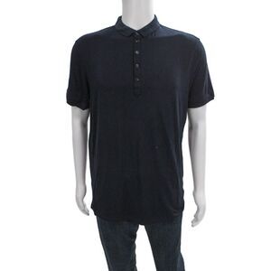 Armani Collezioni Mens Collared Polo Blue Viscose Short Sleeve Size 2XL